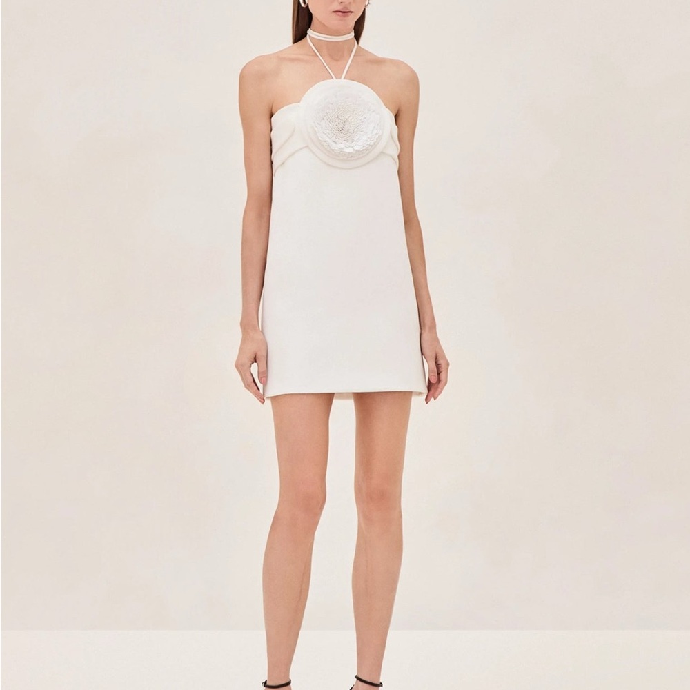 Alexis White Mini Dress with Halter Neck